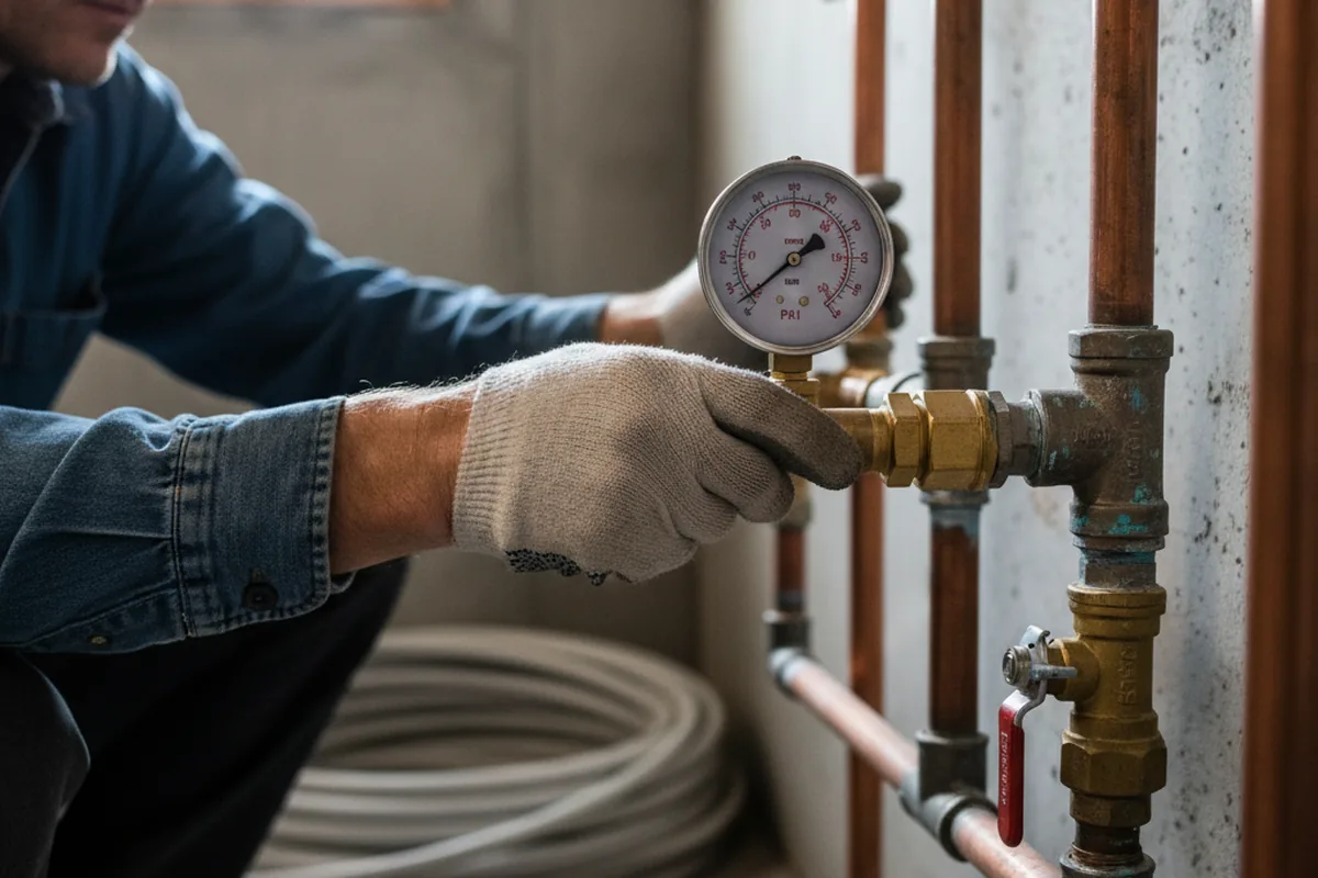 Pressure testing a repaired line during Water Line Repair in Bylas